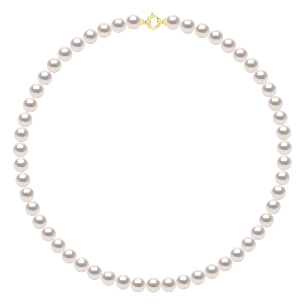 Colliers Rangs De Perles Akoya - Tailles De 7 À 8.5 Mm - Anneau Marin Or 750 - Miyazaki