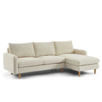 Caliba - Canapé D'Angle Réversible Fixe 4 Places - Tissu Chenille Beige