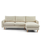 Caliba - Canapé D'Angle Réversible Fixe 4 Places - Tissu Chenille Beige