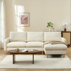 Caliba - Canapé D'Angle Réversible Fixe 4 Places - Tissu Chenille Beige
