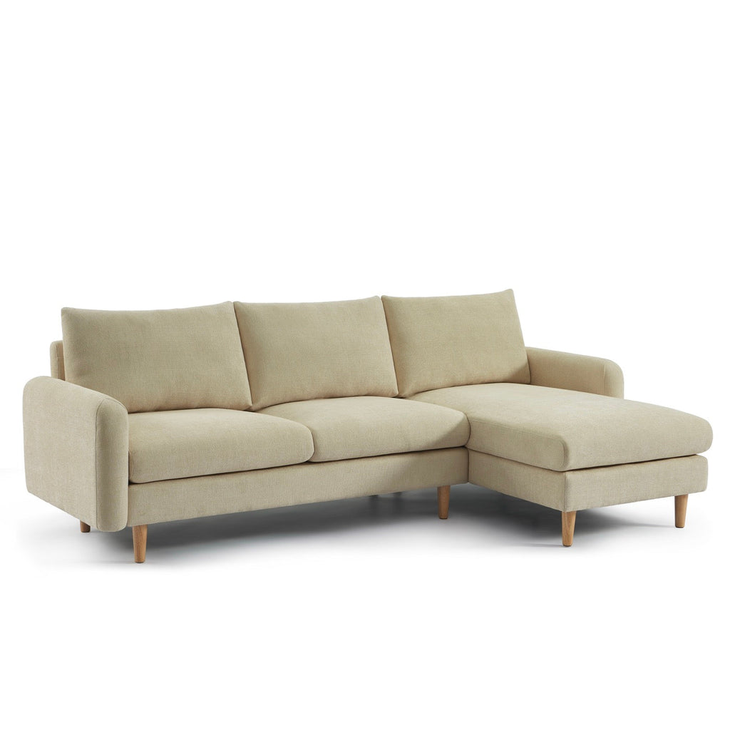 Caliba - Canapé D'Angle Réversible Fixe 4 Places - Tissu Chenille Taupe