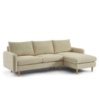 Caliba - Canapé D'Angle Réversible Fixe 4 Places - Tissu Chenille Taupe