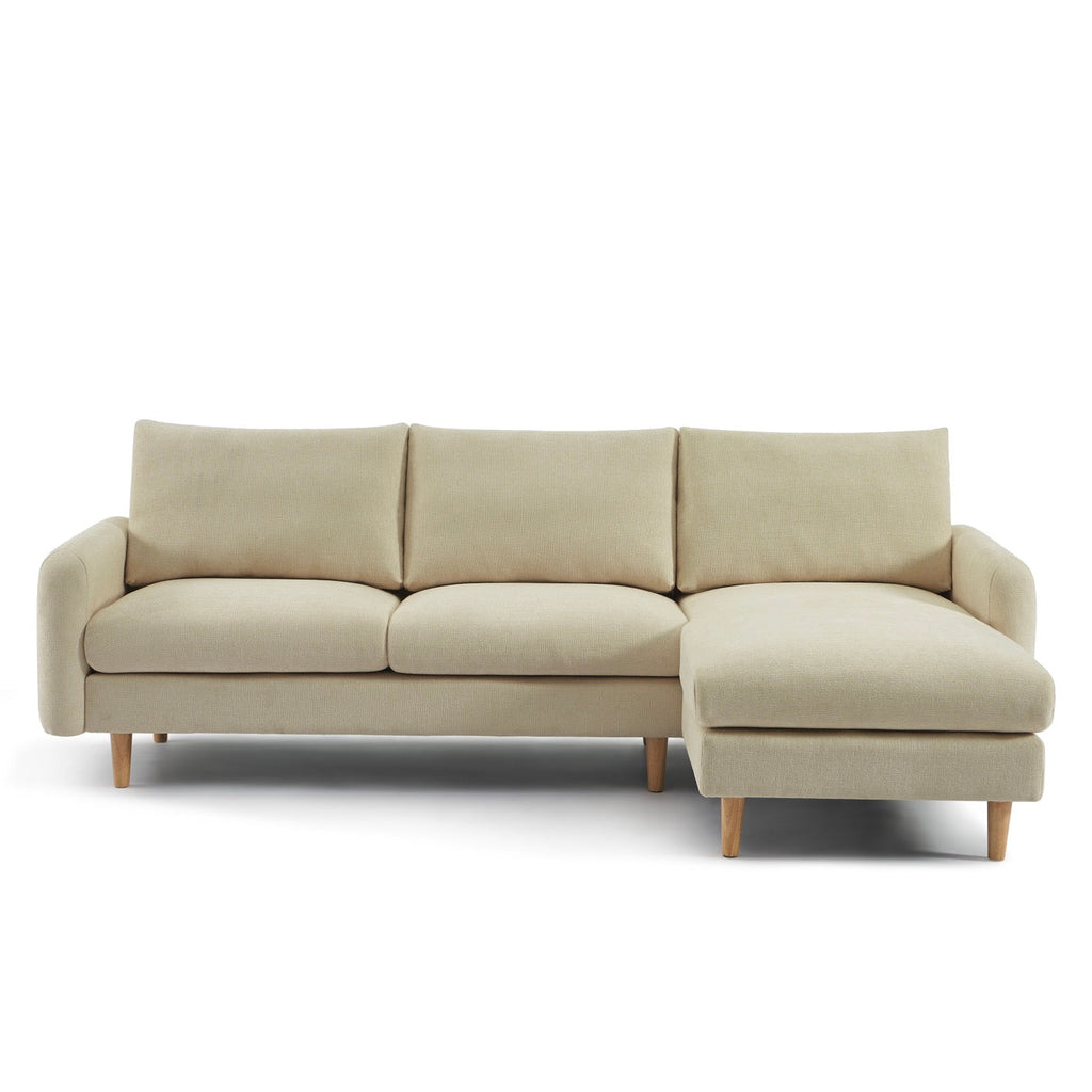 Caliba - Canapé D'Angle Réversible Fixe 4 Places - Tissu Chenille Taupe