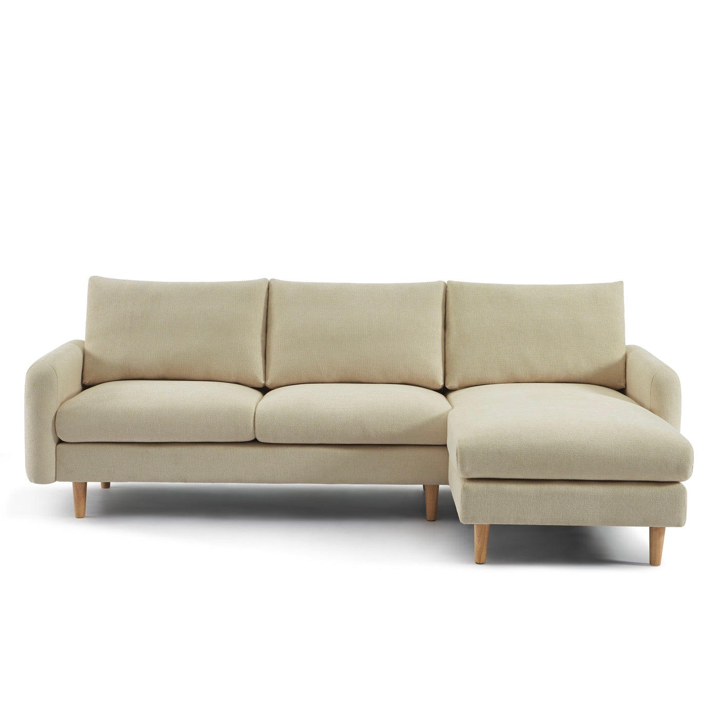 Caliba - Canapé D'Angle Réversible Fixe 4 Places - Tissu Chenille Taupe