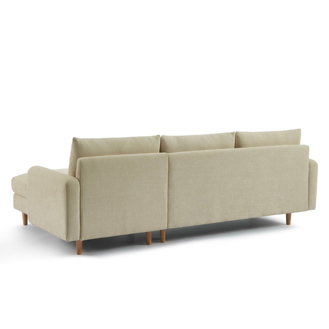 Caliba - Canapé D'Angle Réversible Fixe 4 Places - Tissu Chenille Taupe