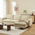 Caliba - Canapé D'Angle Réversible Fixe 4 Places - Tissu Chenille Taupe