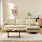 Caliba - Canapé D'Angle Réversible Fixe 4 Places - Tissu Chenille Taupe