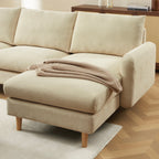 Caliba - Canapé D'Angle Réversible Fixe 4 Places - Tissu Chenille Taupe
