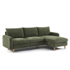 Caliba - Canapé D'Angle Réversible Fixe 4 Places - Tissu Chenille Vert