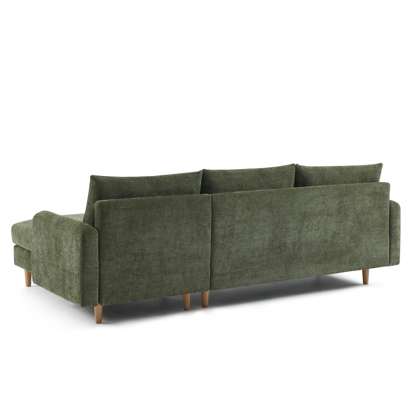 Caliba - Canapé D'Angle Réversible Fixe 4 Places - Tissu Chenille Vert