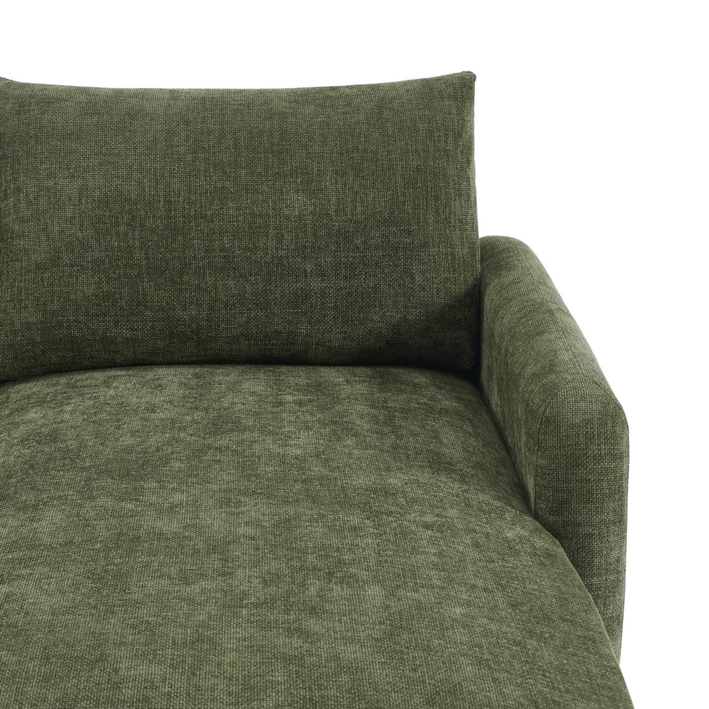 Caliba - Canapé D'Angle Réversible Fixe 4 Places - Tissu Chenille Vert
