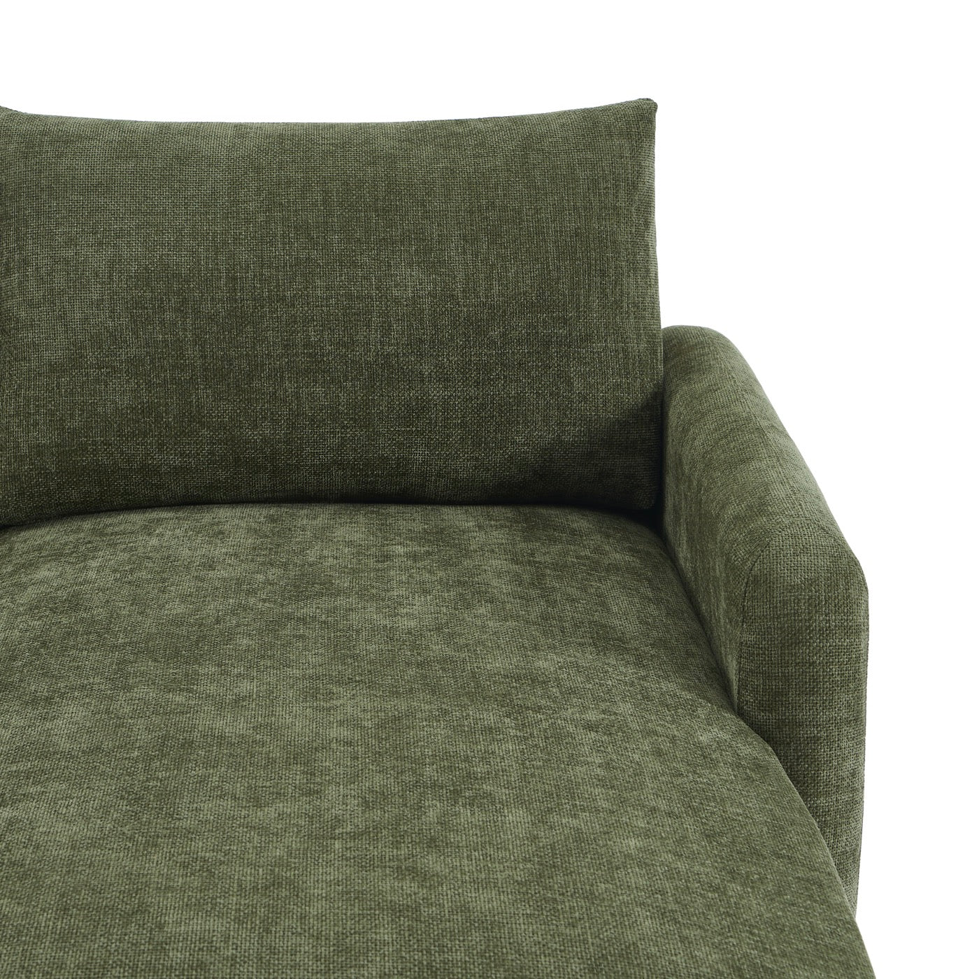 Caliba - Canapé D'Angle Réversible Fixe 4 Places - Tissu Chenille Vert