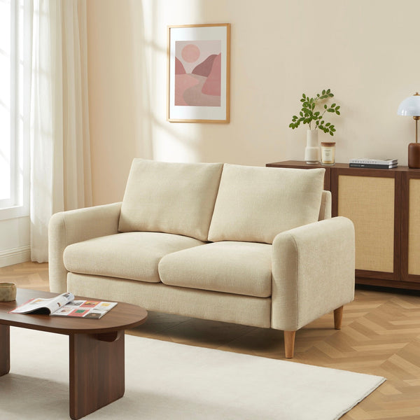 Caliba - Canapé Droit Fixe 2 Places - Tissu Chenille Taupe