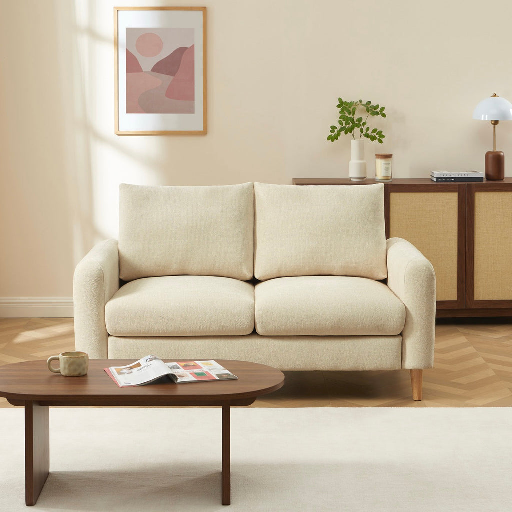 Caliba - Canapé Droit Fixe 2 Places - Tissu Chenille Taupe