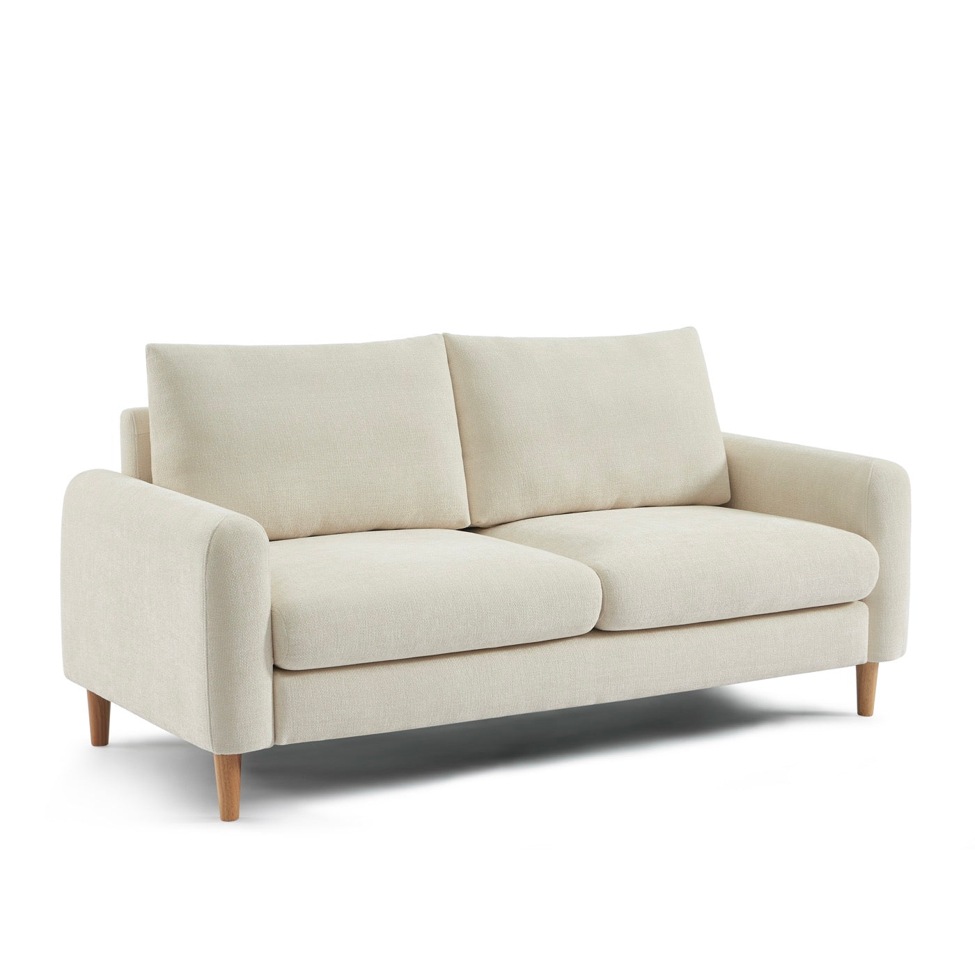 Caliba - Canapé Droit Fixe 3 Places - Tissu Chenille Beige