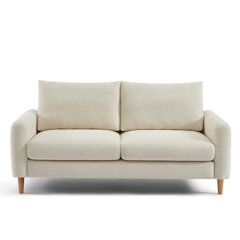 Caliba - Canapé Droit Fixe 3 Places - Tissu Chenille Beige