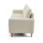 Caliba - Canapé Droit Fixe 3 Places - Tissu Chenille Beige