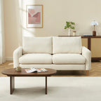 Caliba - Canapé Droit Fixe 3 Places - Tissu Chenille Beige