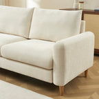 Caliba - Canapé Droit Fixe 3 Places - Tissu Chenille Beige