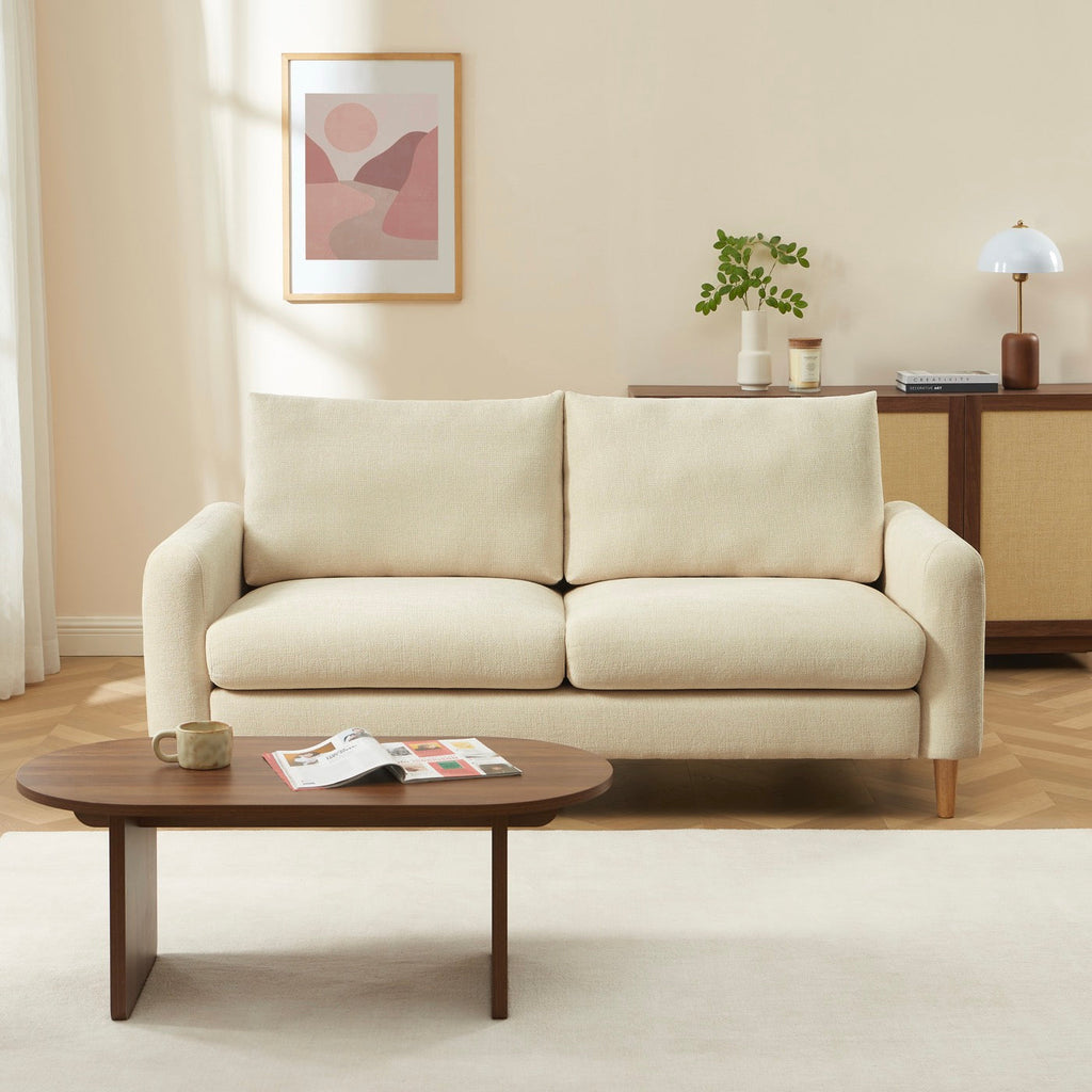 Caliba - Canapé Droit Fixe 3 Places - Tissu Chenille Taupe
