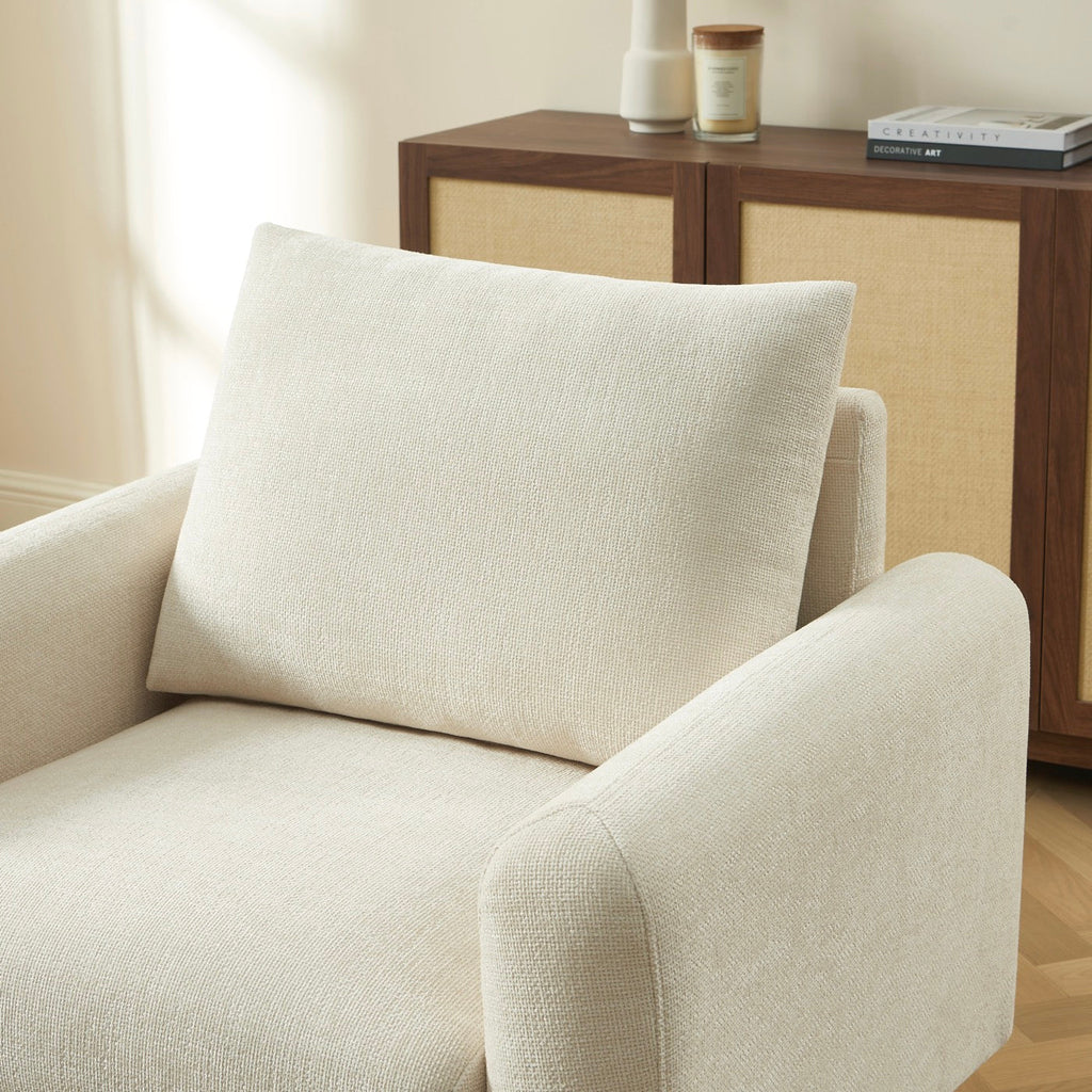 Caliba - Fauteuil Fixe 1 Place - Tissu Chenille Beige