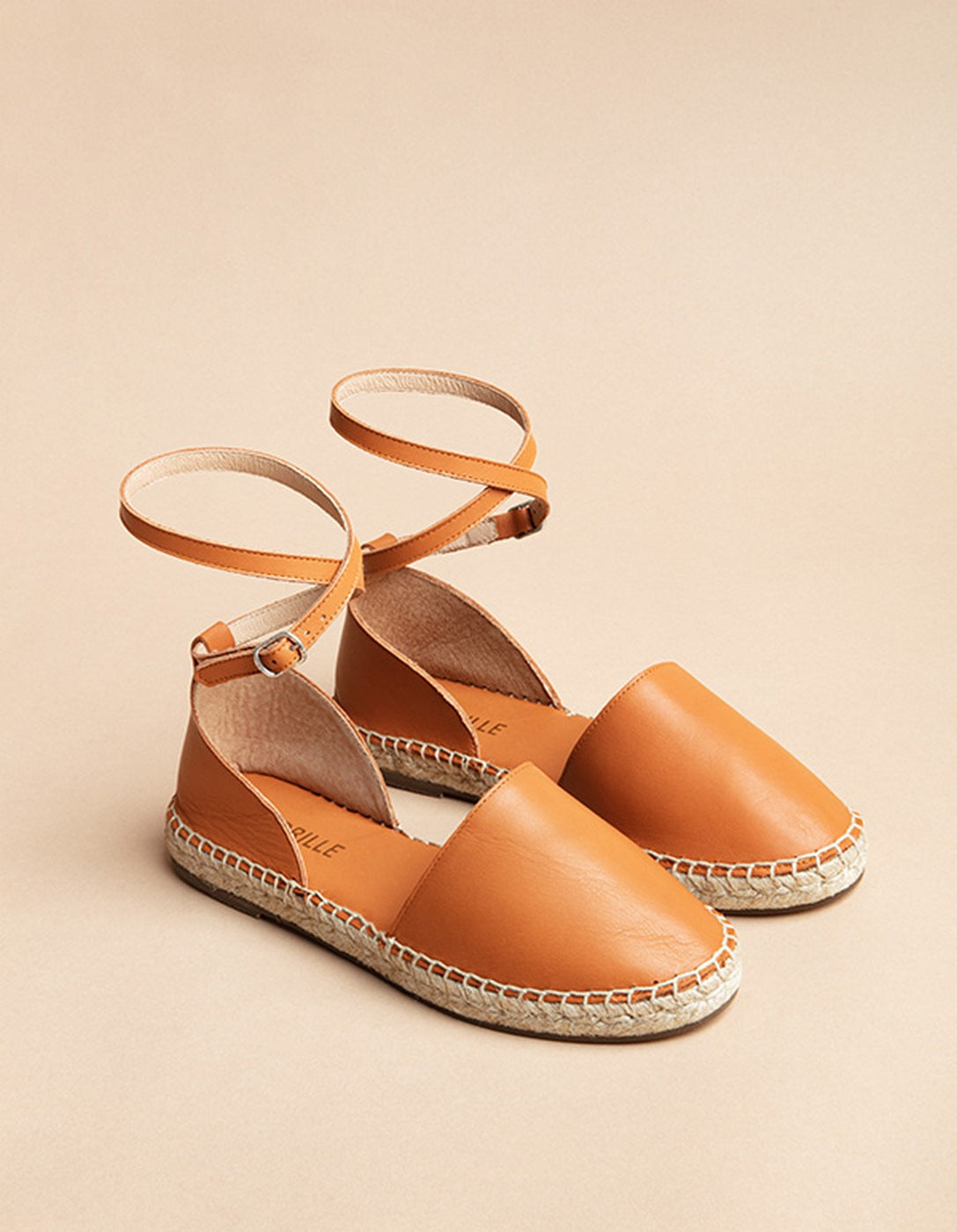 Espadrilles Plates Calvi - Cuir Camel - Femme