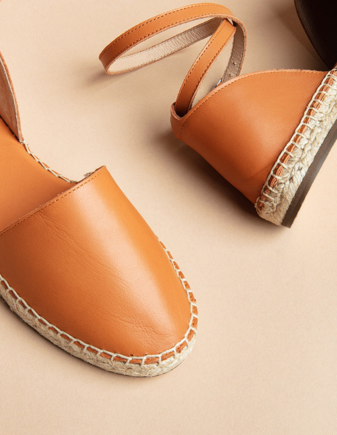 Espadrilles Plates Calvi - Cuir Camel - Femme