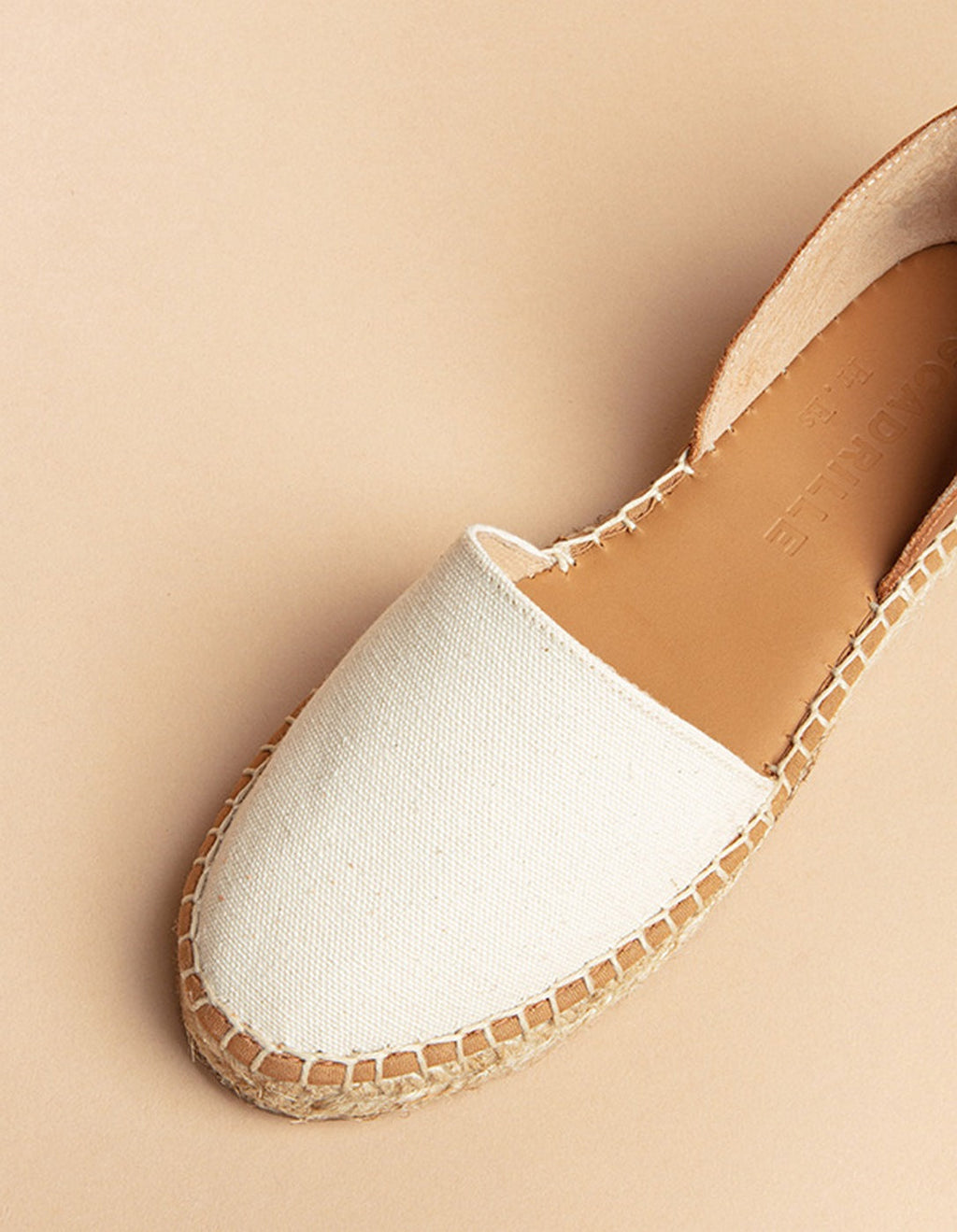 Espadrilles Plates Calvi - Cuir Toile Crème - Femme