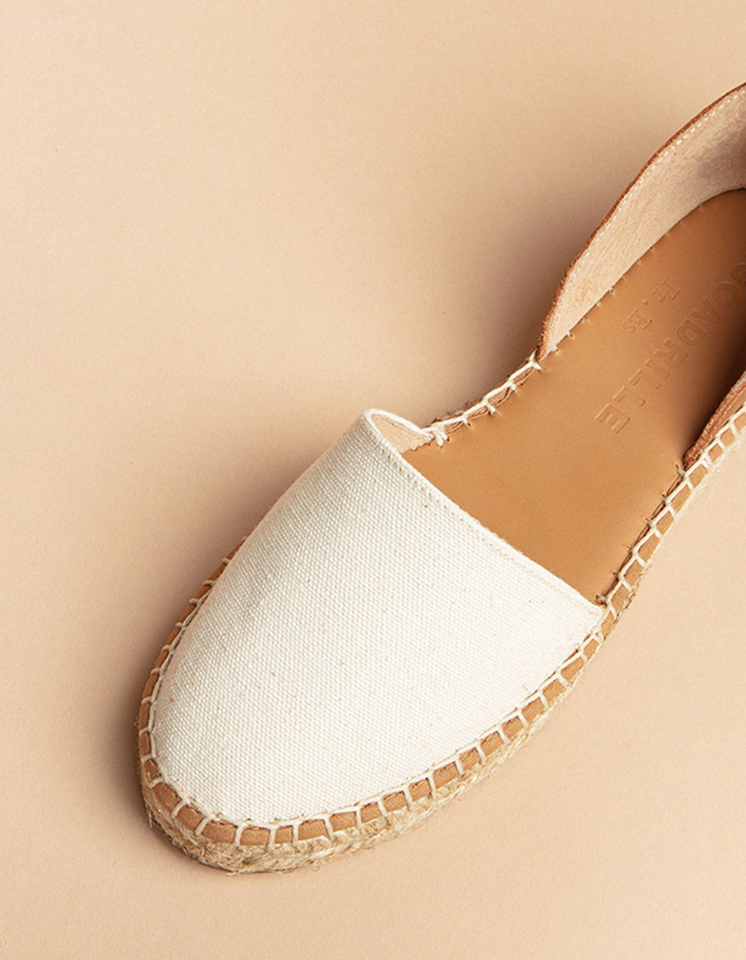 Espadrilles Plates Calvi - Cuir Toile Crème - Femme