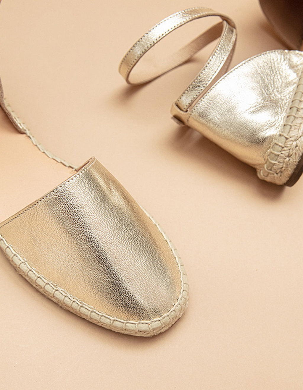 Espadrilles Plates Calvi - Cuir Doré - Femme