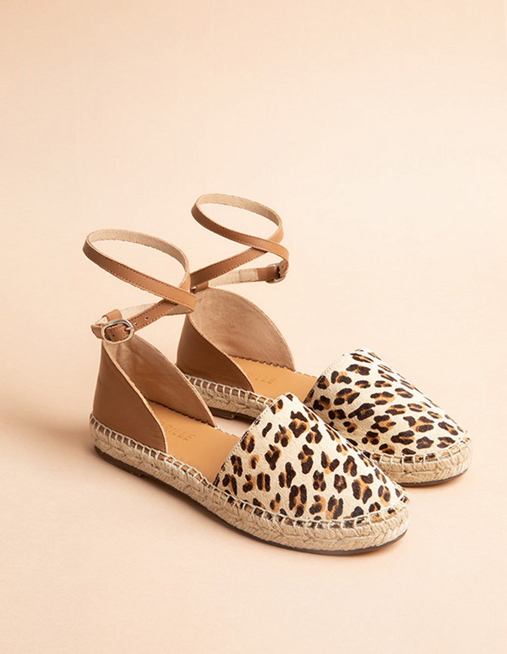 Espadrilles Plates Calvi - Cuir Léopard - Femme