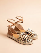 Espadrilles Plates Calvi - Cuir Léopard - Femme