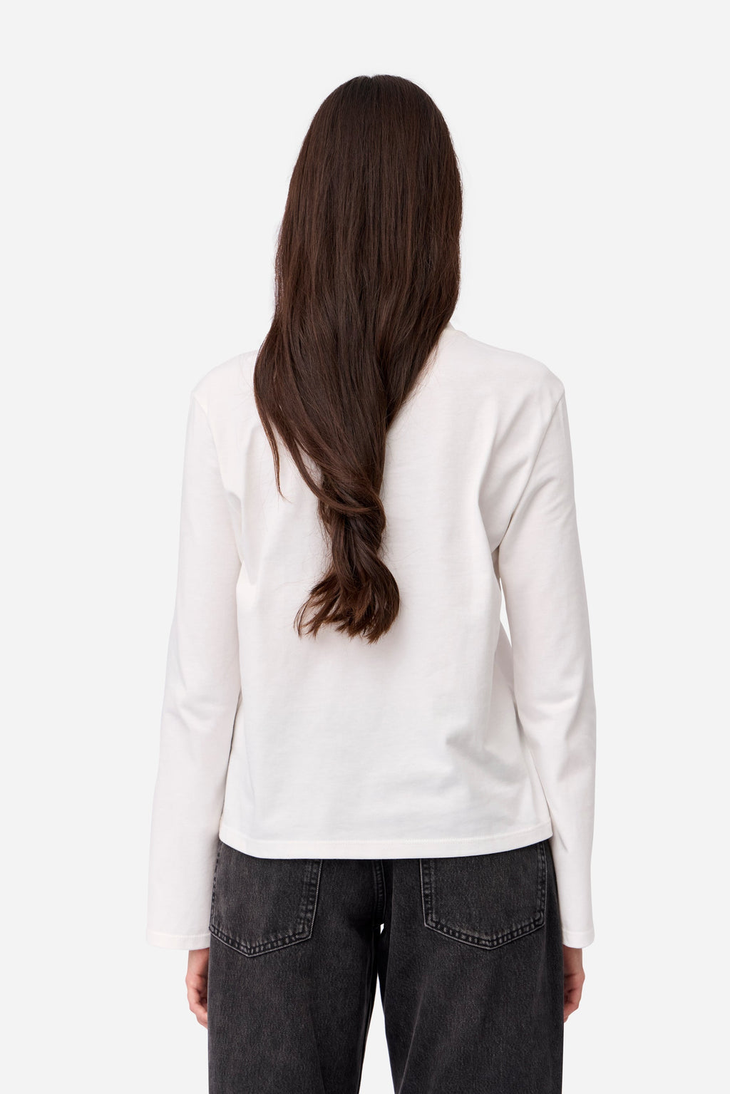 T-Shirt Blanc À Manches Longues En Coton