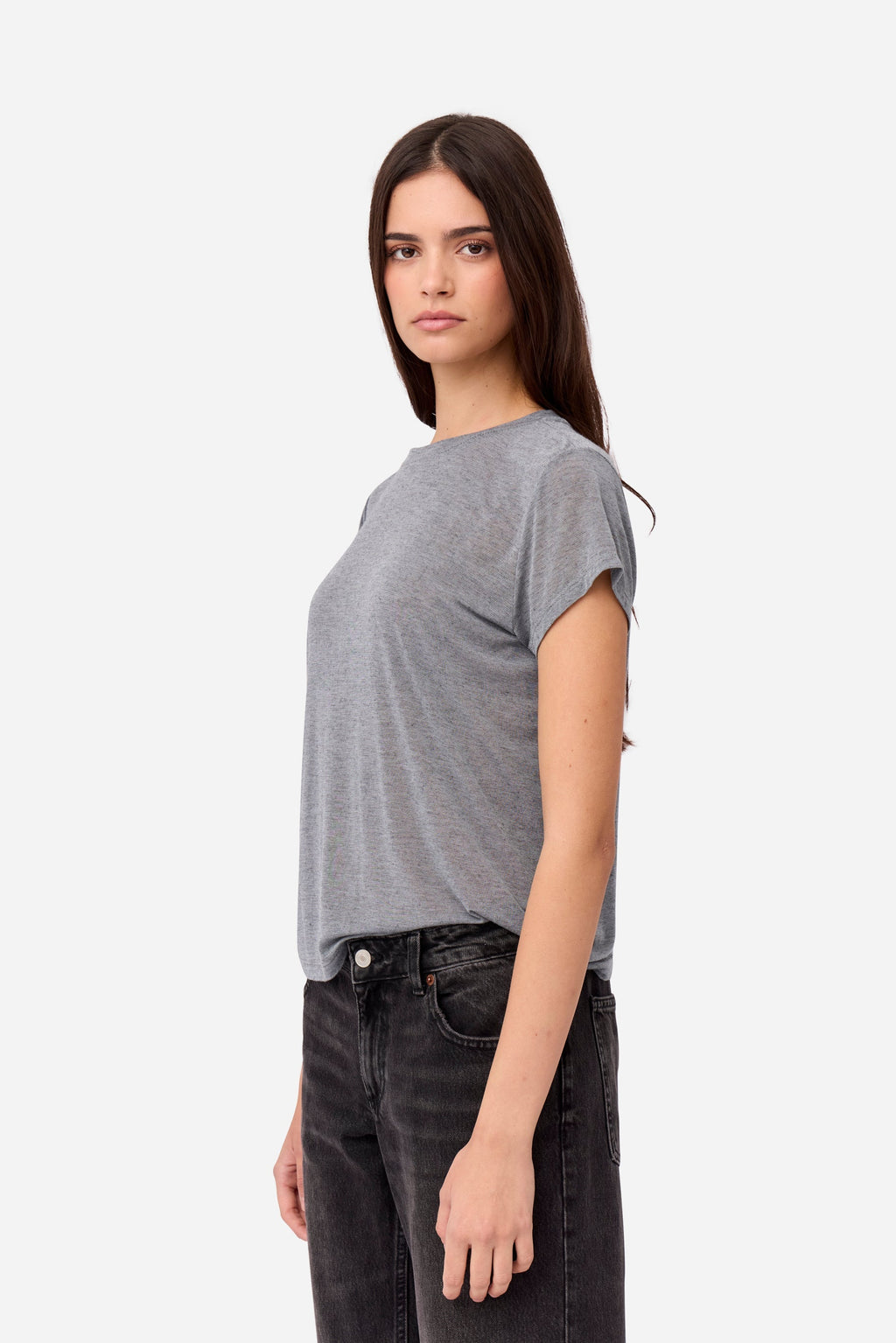 T-Shirt En Cachemire Gris