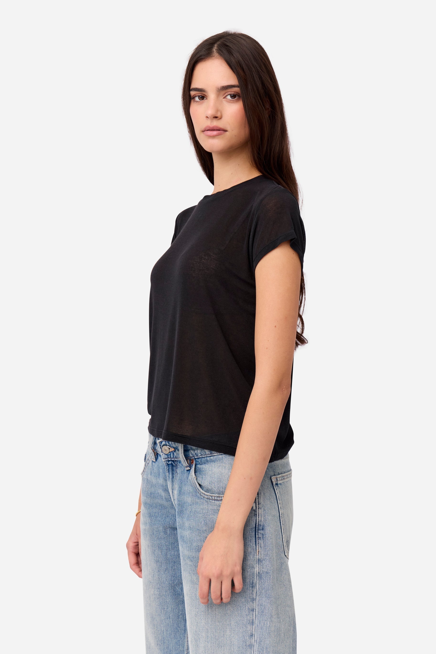 T-Shirt En Cachemire Noir