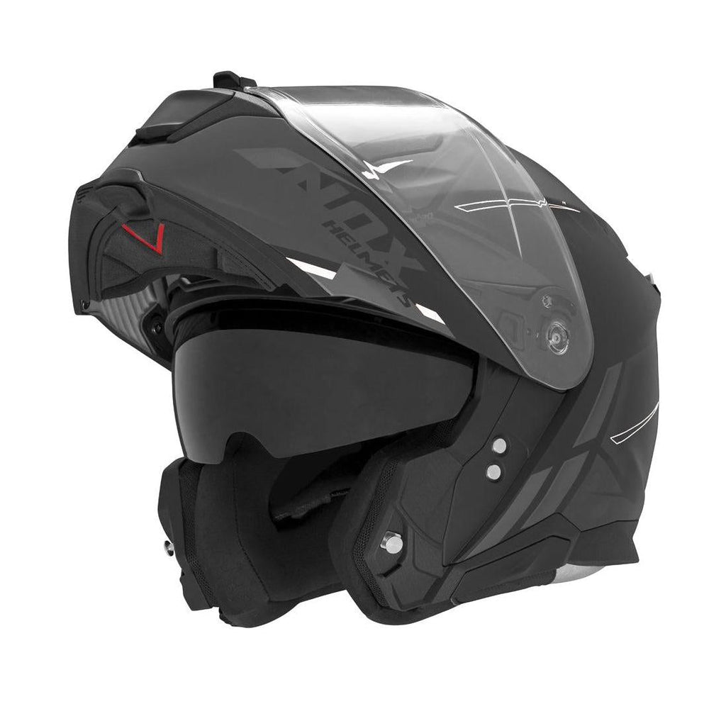 Casque Modulable Nox N967 Synchro Mat - Blanc Noir