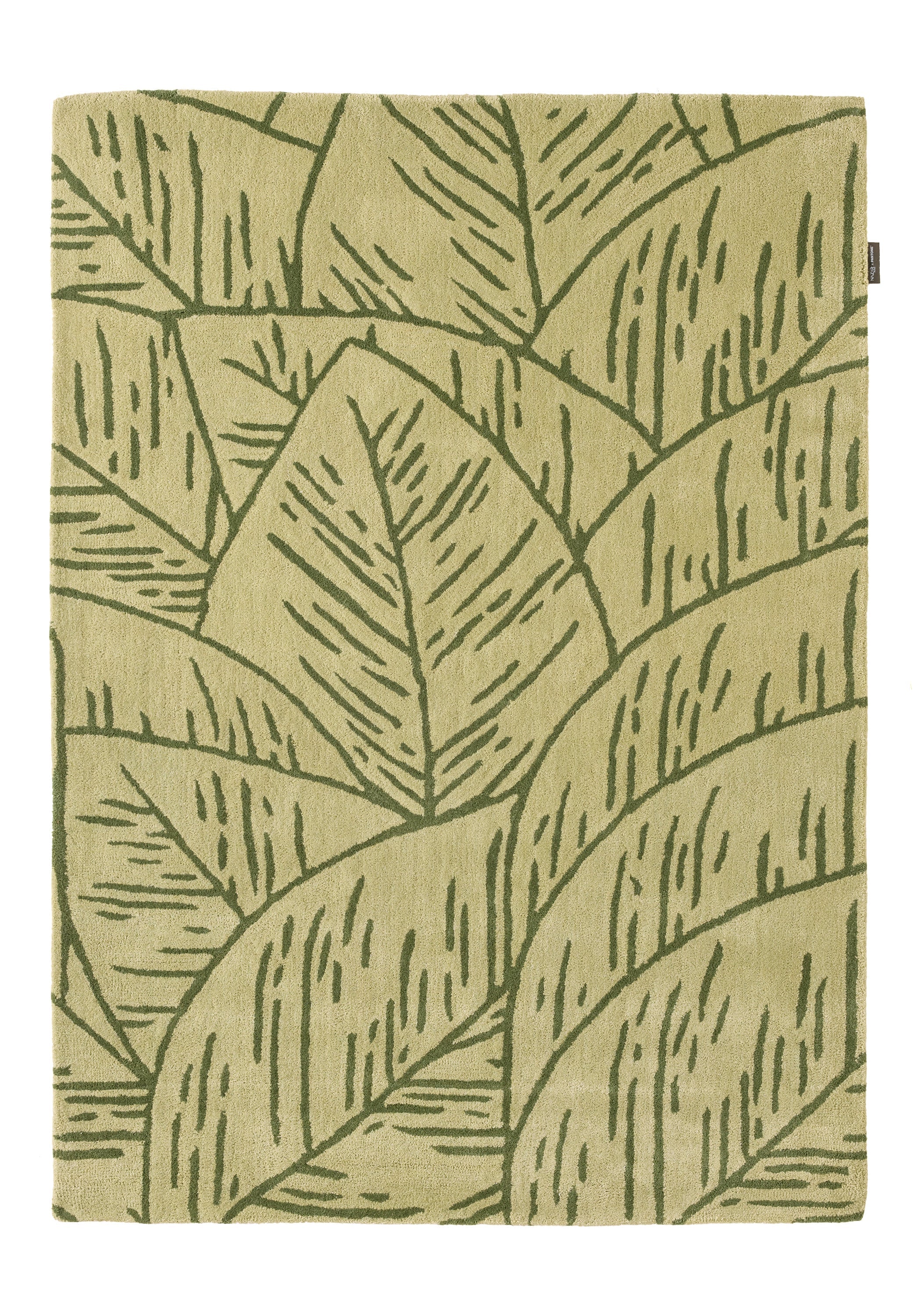 Cèdre blanc – Tapis en laine motif feuillage - vert Cèdre blanc