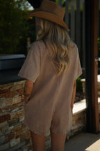 Combishort En Jean Justine - Camel