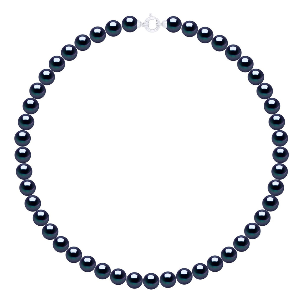 Collier Rang "Princesse"En Véritables Perles De Culture D'Eau Douce Rondes 8-9 Mm