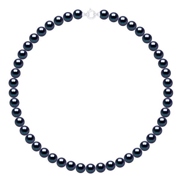 Collier Rang "Princesse"En Véritables Perles De Culture D'Eau Douce Rondes 8-9 Mm