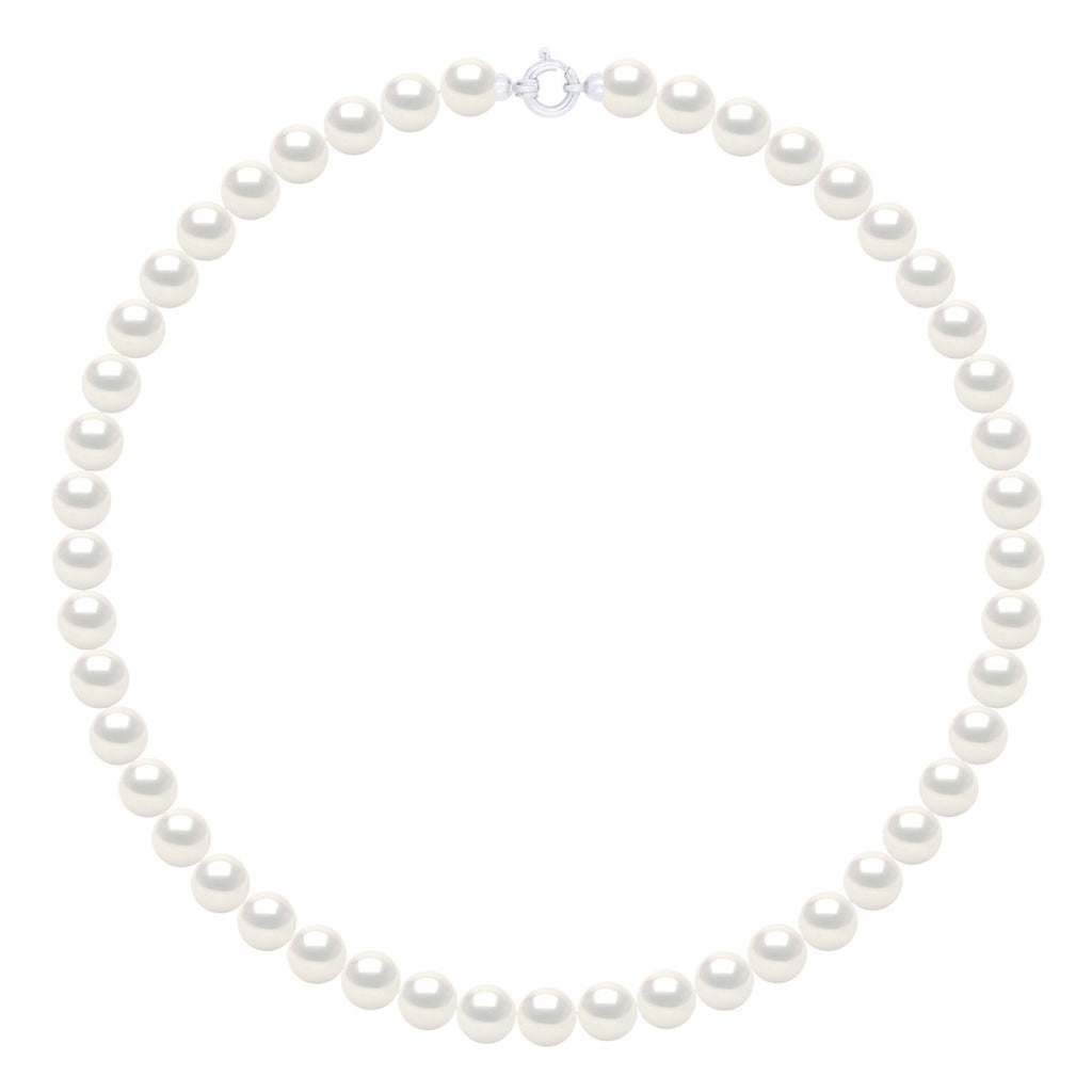 Collier Rang "Princesse"En Véritables Perles De Culture D'Eau Douce Rondes 8-9 Mm