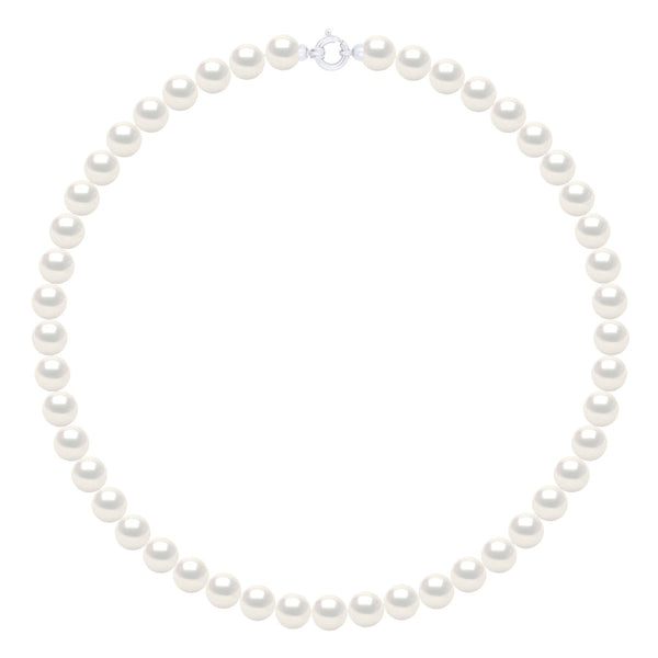 Collier Rang "Princesse"En Véritables Perles De Culture D'Eau Douce Rondes 8-9 Mm