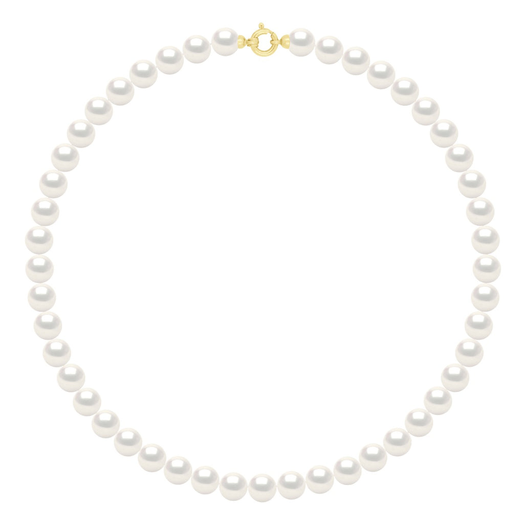 Collier Rang "Princesse"En Véritables Perles De Culture D'Eau Douce Rondes 8-9 Mm