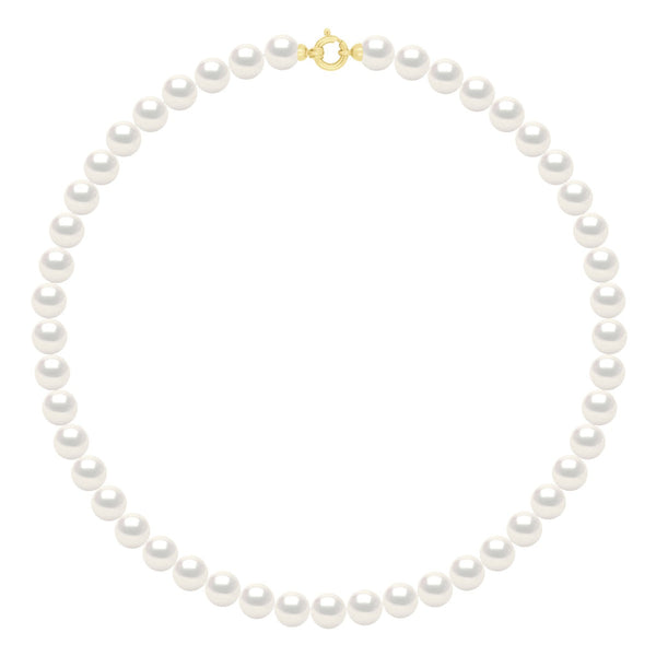 Collier Rang "Princesse"En Véritables Perles De Culture D'Eau Douce Rondes 8-9 Mm