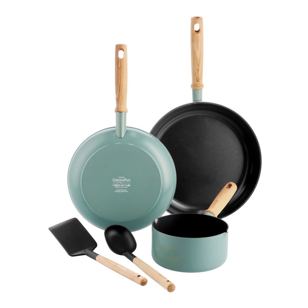 Greepan Mayflower Batterie De Cuisine 3Pcs Et 2 Ustensiles - Turquoise