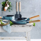 Greepan Mayflower Batterie De Cuisine 3Pcs Et 2 Ustensiles - Turquoise