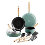 Greepan Mayflower Batterie De Cuisine 4Pcs Avec Couvercle Et Ustensiles - Turquoise