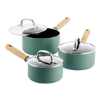 Greepan Mayflower Batterie De Cuisine 3Pcs Avec Couvercles - Turquoise