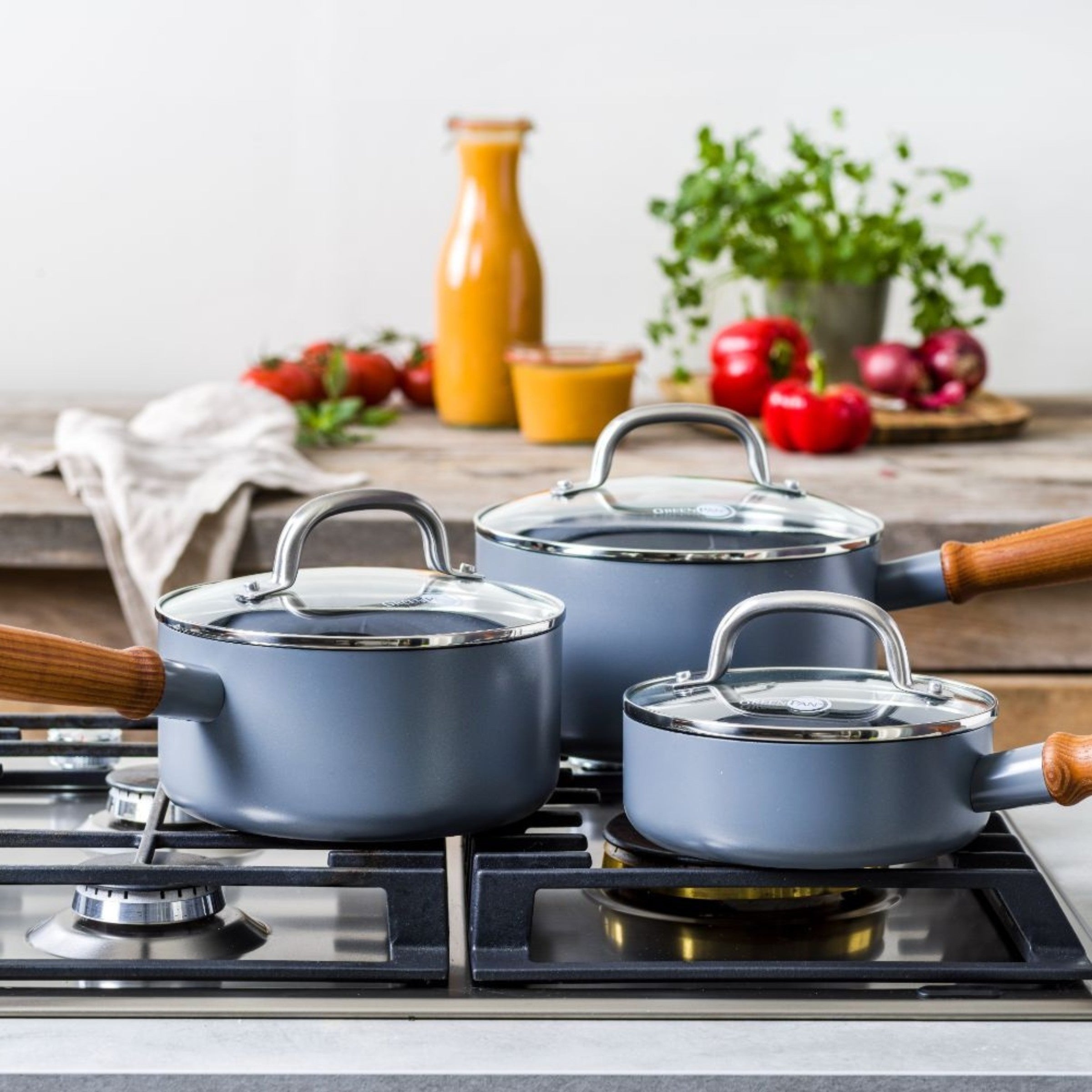 Greenpan Mayflower Pro Lot De Casseroles 3 Pcs Avec Couvercles