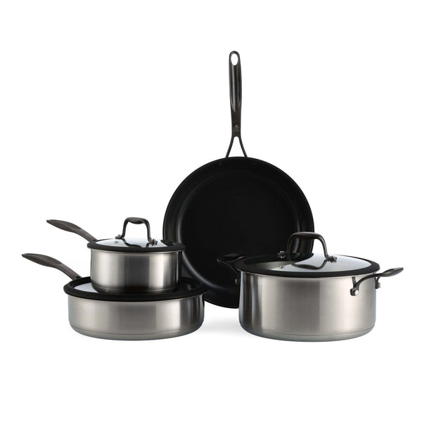 Bk Ceramique Black Batterie De Cuisine 4 Pcs Avec Couvercles Noir